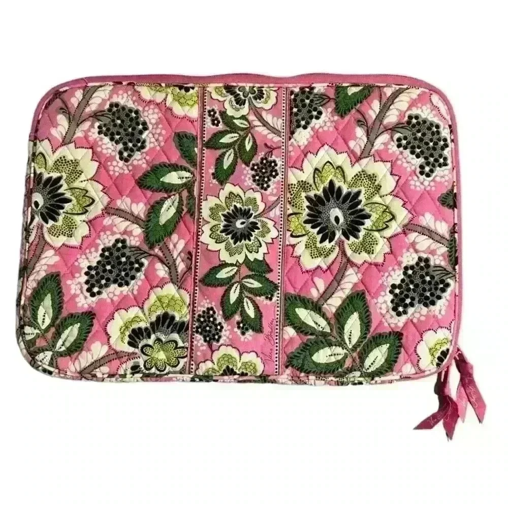 Vera Bradley Priscilla Pink Quilted Laptop Case and Cover Bag 17”x11”